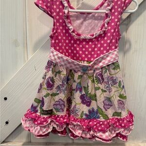 Pink Polka Dot and Floral Dress